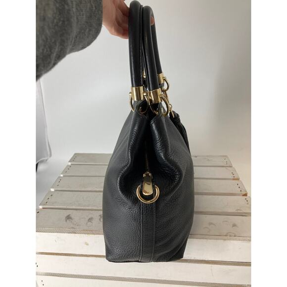 VINCE CAMUTO MEDIUM BLACK PEBBLED LEATHER TASSEL HANDBAG - Picture 4 of 14